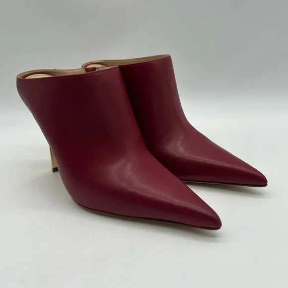 Michael Kors Halle Mule Pump Deep Red Leather Heels | Size 6M | New With Box - Picture 4 of 11